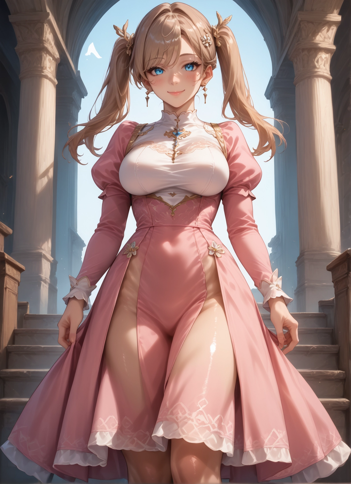 1girl, twintails, breasts, blue eyes, solo, dress · Yamete.gg