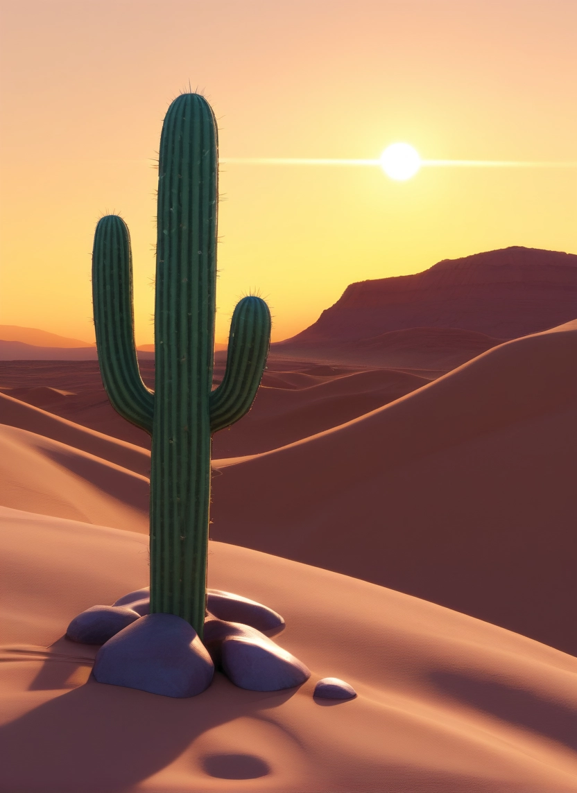 desert, no humans, cactus, sand, plant, sun · Yamete.gg