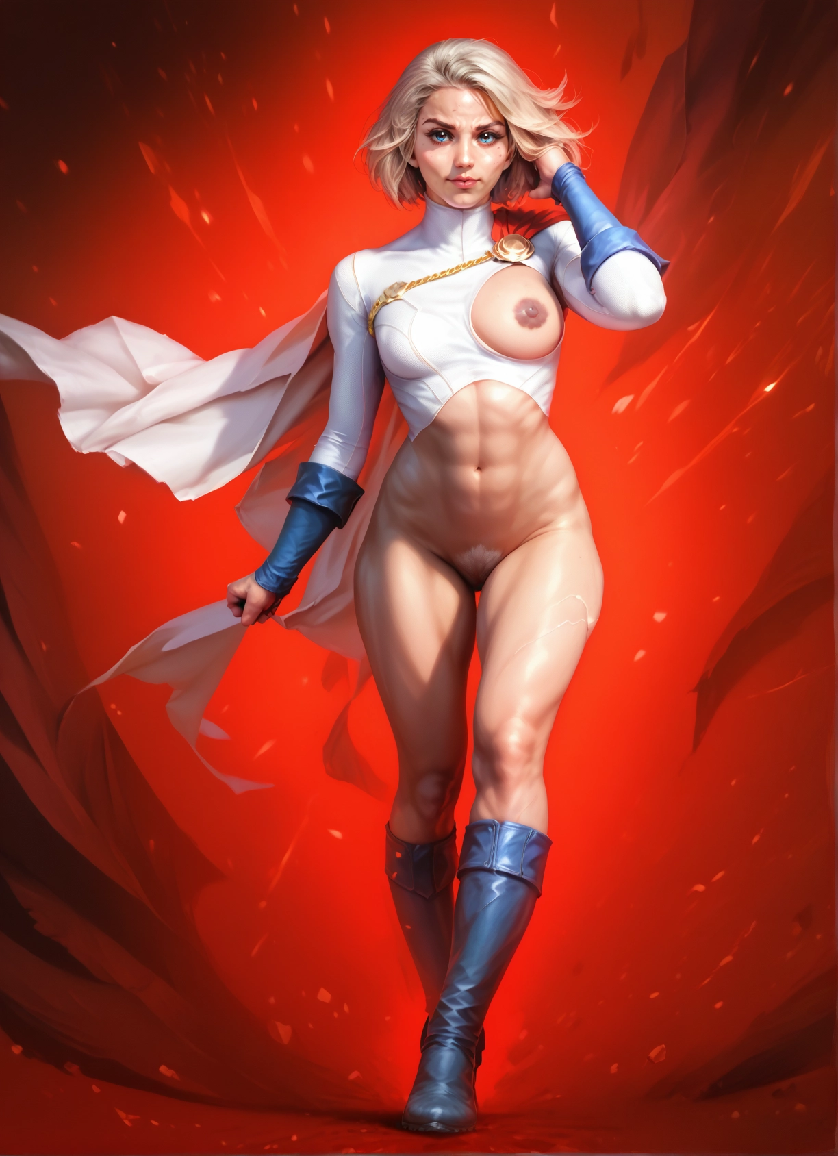 1girl, solo, pubic hair, blue eyes, female pubic hair, nipples · Yamete.gg