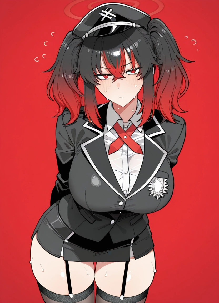 1girl, breasts, hat, multicolored hair, thighhighs, black hair · Yamete.gg