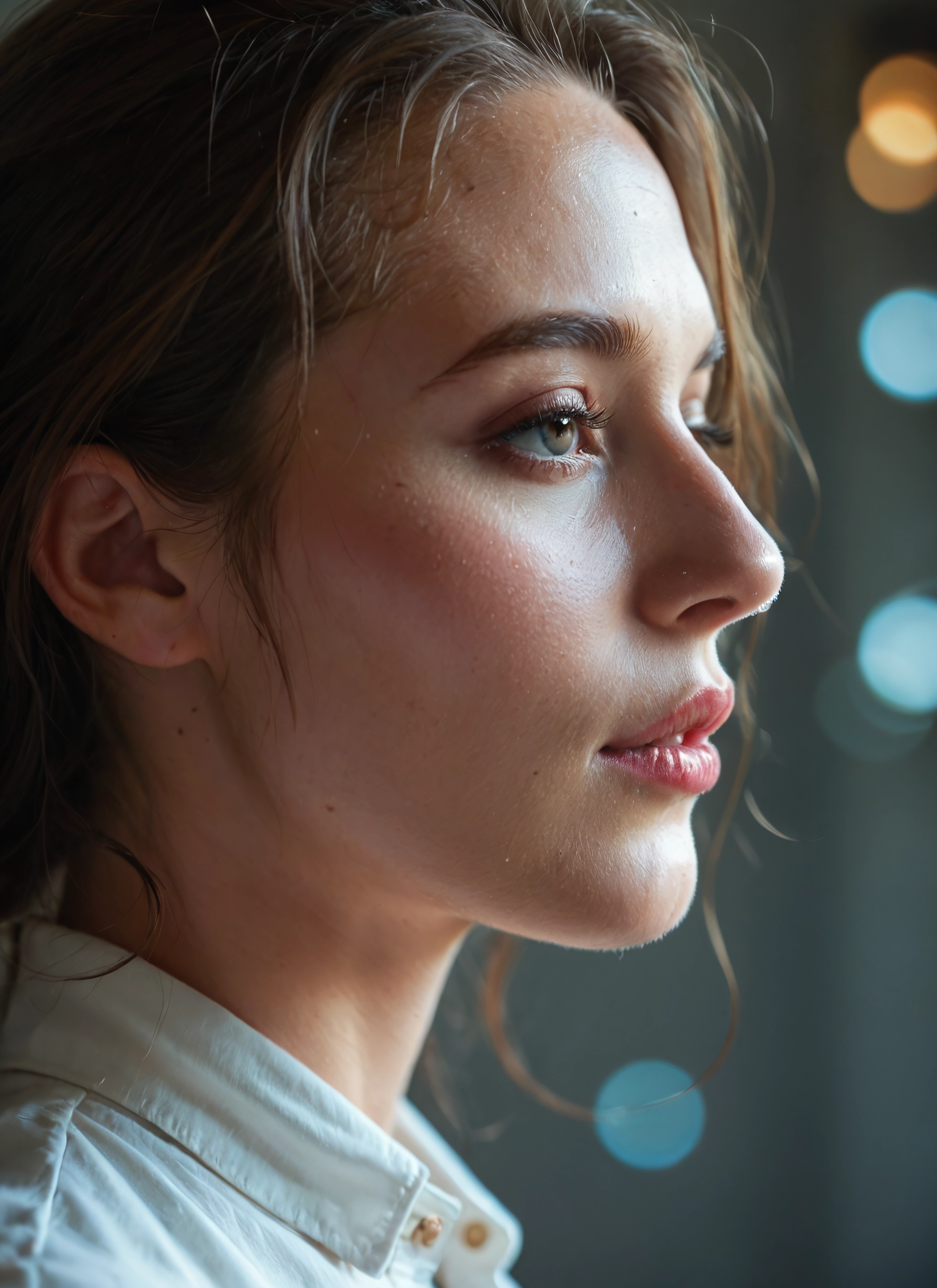 1girl, solo, realistic, lips, shirt, brown eyes · Yamete.gg