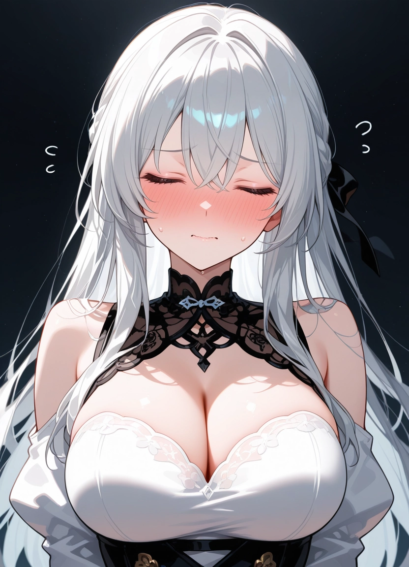 1girl, breasts, large breasts, cleavage, solo, closed eyes · Yamete.gg