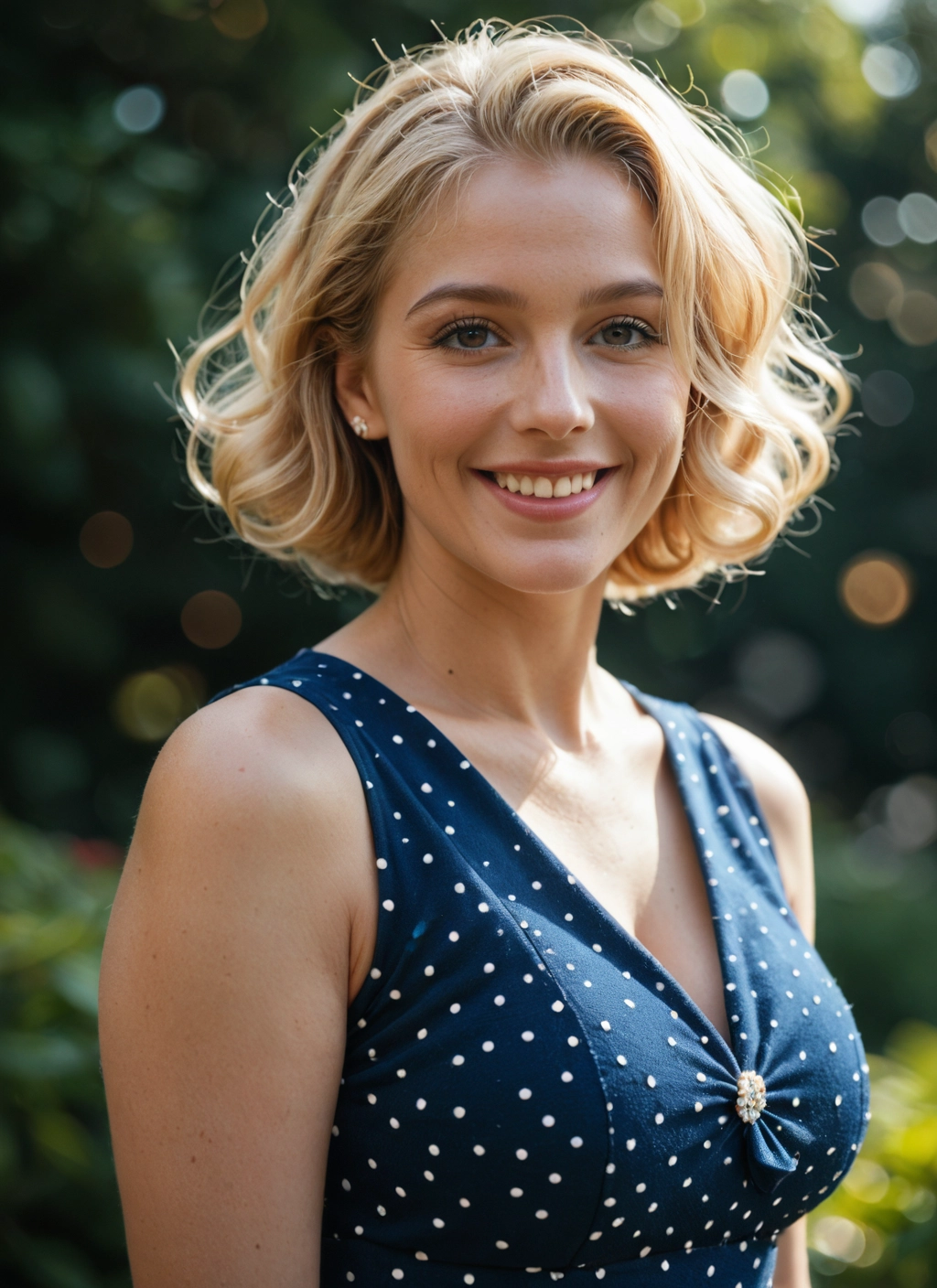 1girl, solo, jewelry, smile, earrings, blonde hair · Yamete.gg