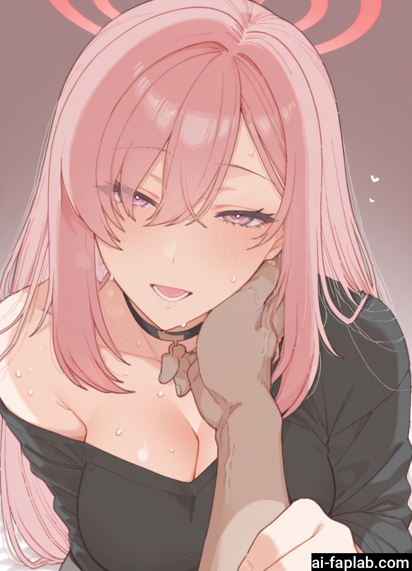 1girl, breasts, pink hair, cleavage, halo, long hair · Yamete.gg