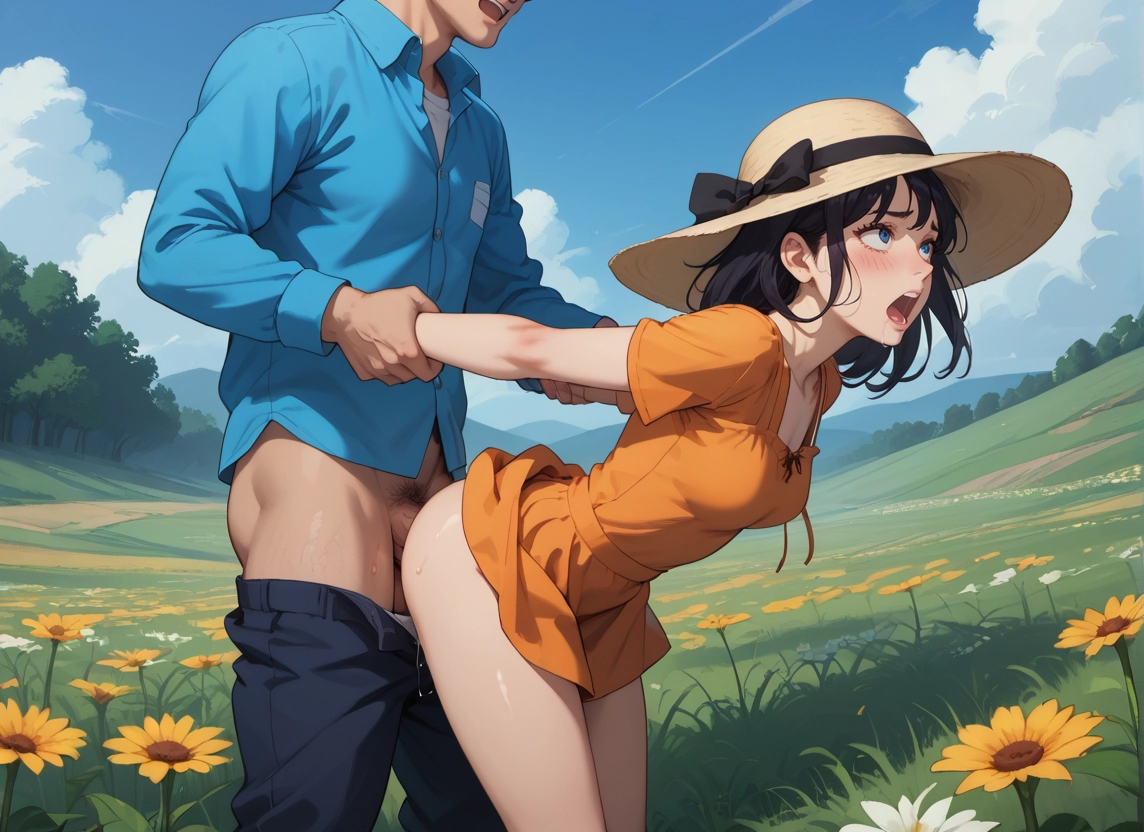 1girl, outdoors, 1boy, sex, hetero, hat · Yamete.gg
