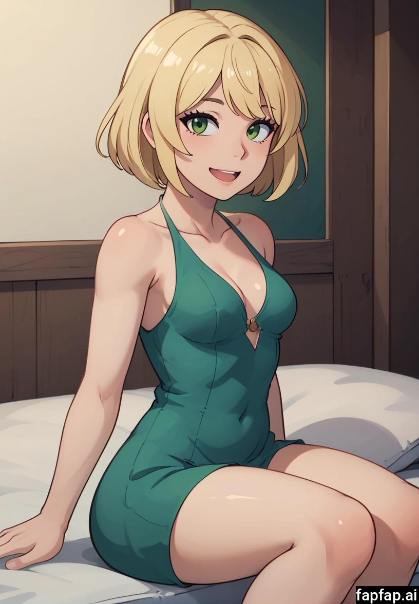 1girl, breasts, solo, blonde hair, green eyes, smile · Yamete.gg