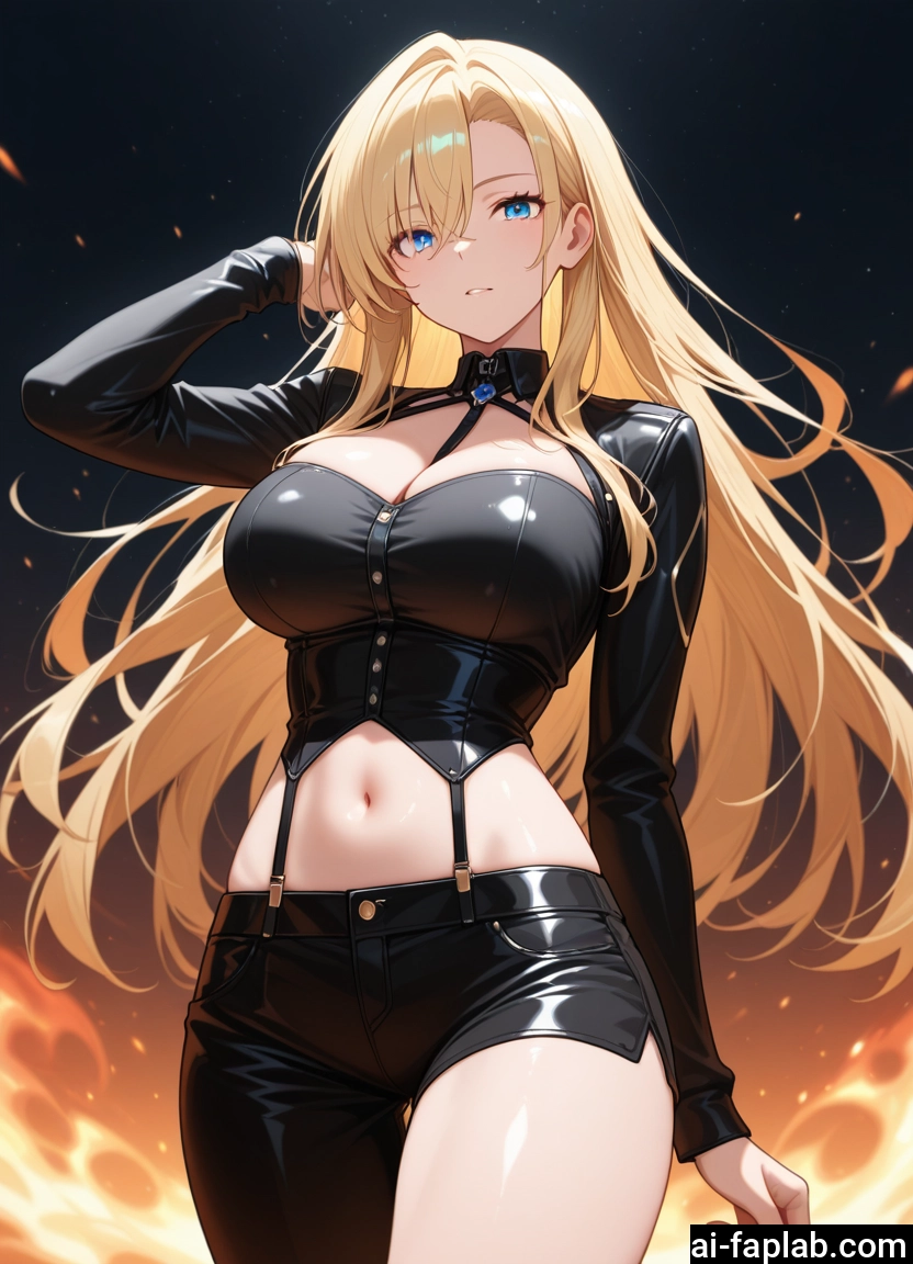 1girl, breasts, long hair, blonde hair, blue eyes, navel · Yamete.gg