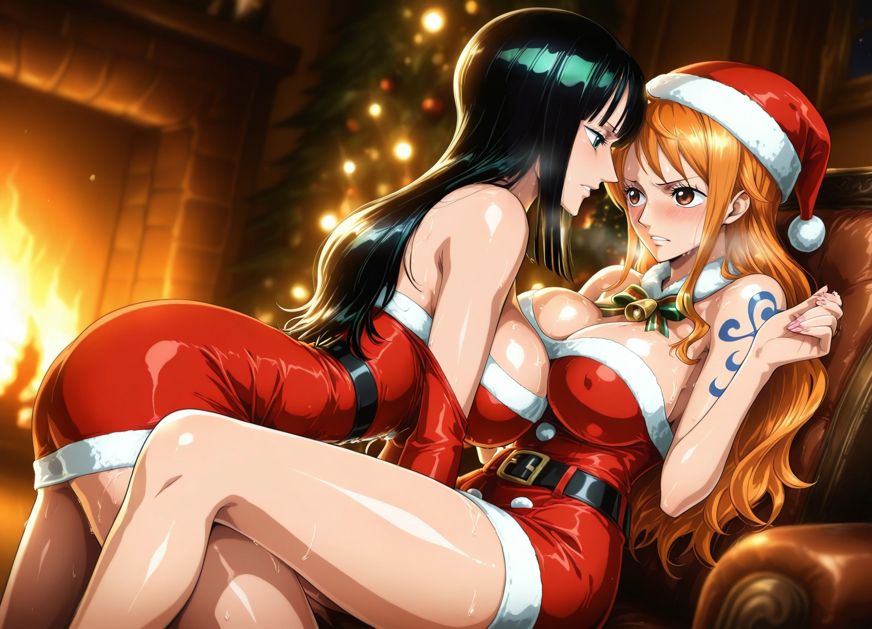 multiple girls, breasts, 2girls, hat, yuri, large breasts · Yamete.gg