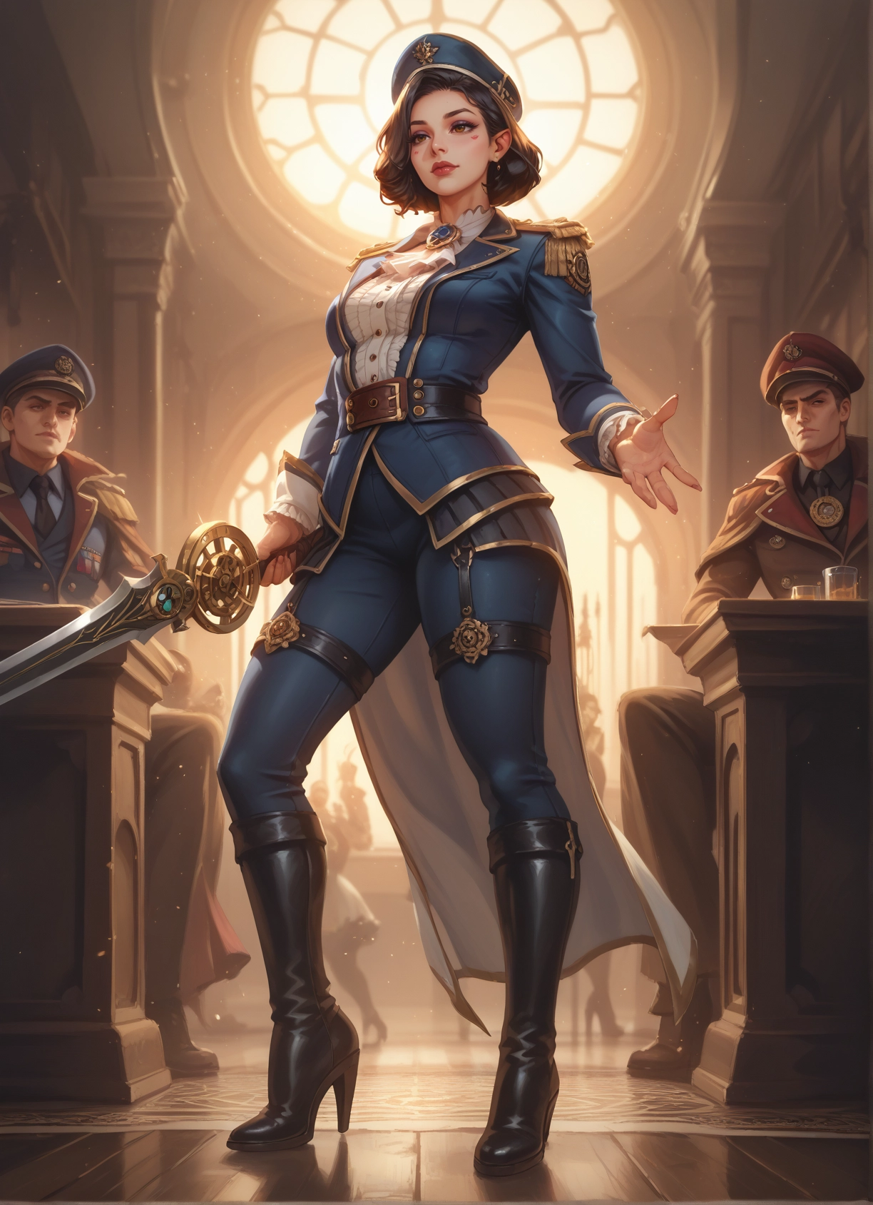 weapon, sword, hat, boots, 1girl, mole · Yamete.gg