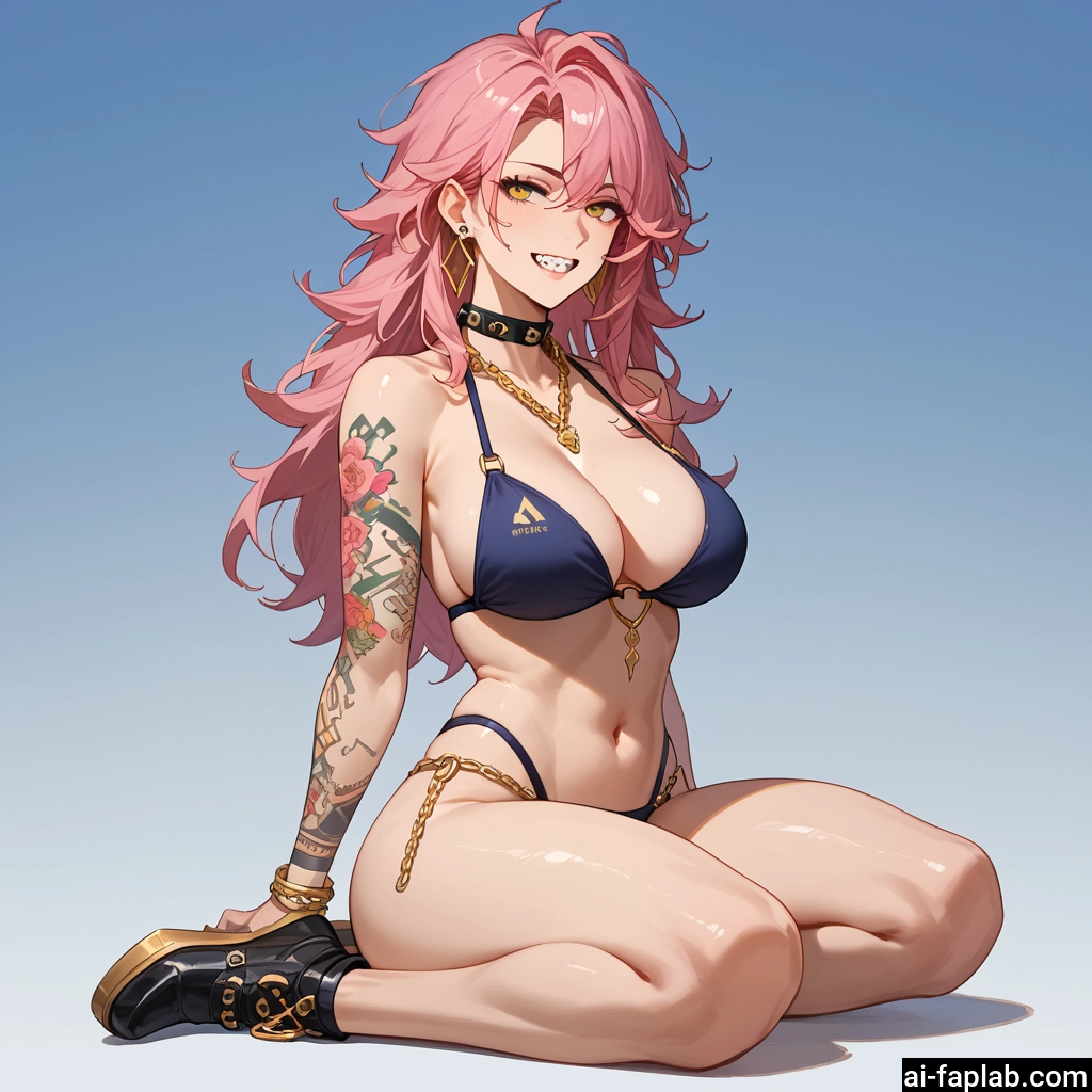 1girl, breasts, swimsuit, bikini, pink hair, jewelry
