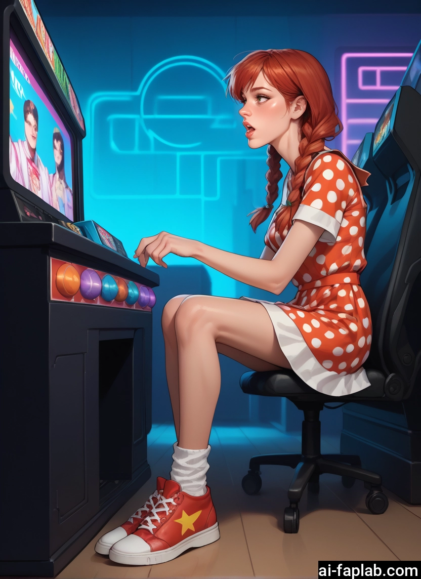1girl, braid, twin braids, dress, sitting, shoes · Yamete.gg