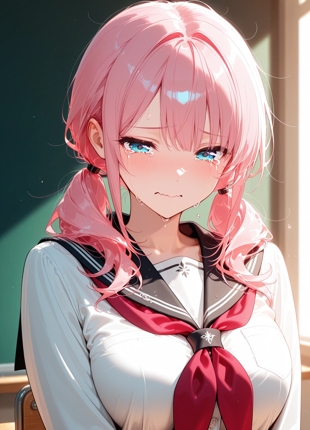 1girl, solo, breasts, pink hair, twintails, blue eyes · Yamete.gg