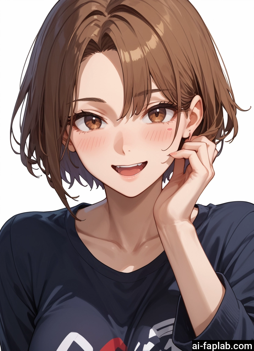 1girl, solo, brown hair, open mouth, brown eyes, smile · Yamete.gg