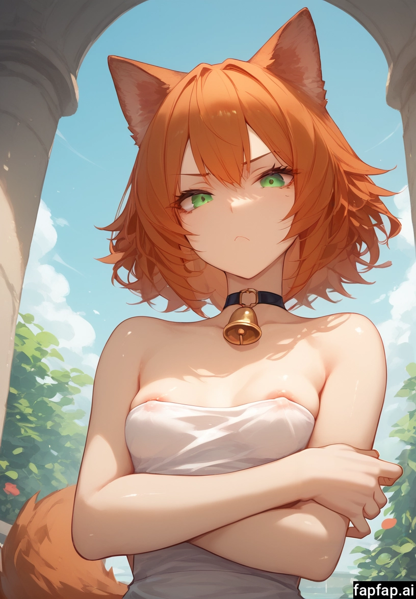 1girl, breasts, bell, solo, green eyes, animal ears · Yamete.gg