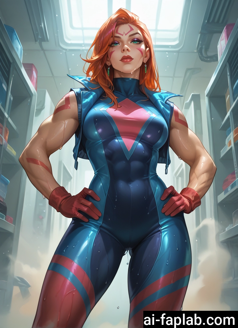 1girl, gloves, jewelry, bodysuit, solo, muscular female · Yamete.gg