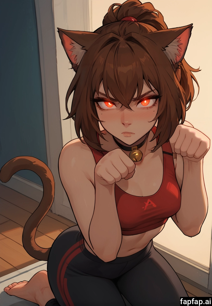 1girl, animal ears, solo, brown hair, tail, cat ears