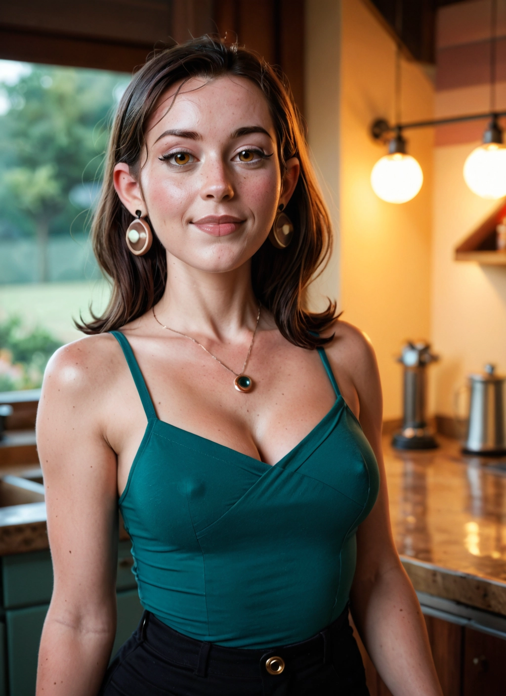 1girl, breasts, jewelry, solo, earrings, cleavage · Yamete.gg