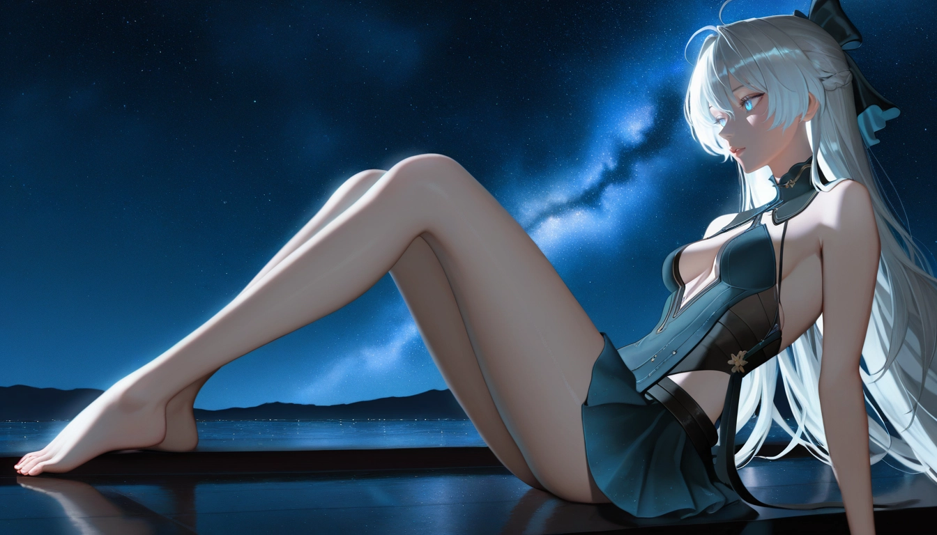 1girl, long hair, solo, breasts, barefoot, blue eyes · Yamete.gg