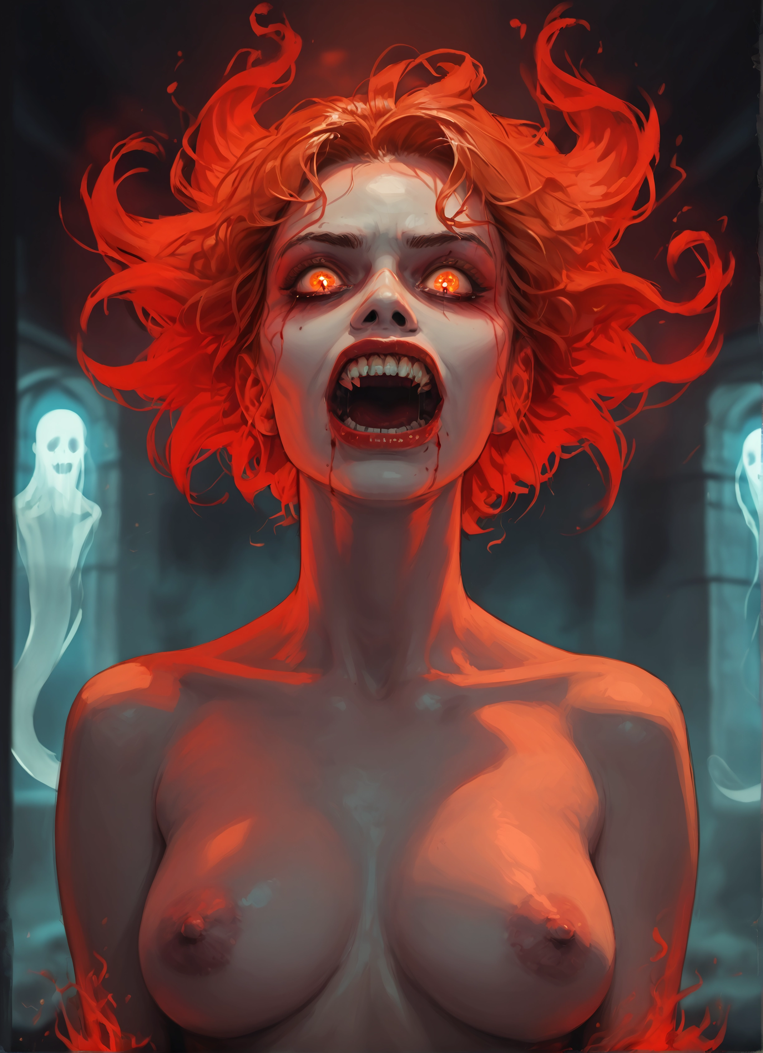 1girl, nipples, breasts, open mouth, nude, solo · Yamete.gg