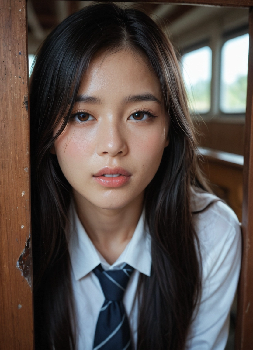 1girl, solo, photo (medium), long hair, necktie, realistic · Yamete.gg