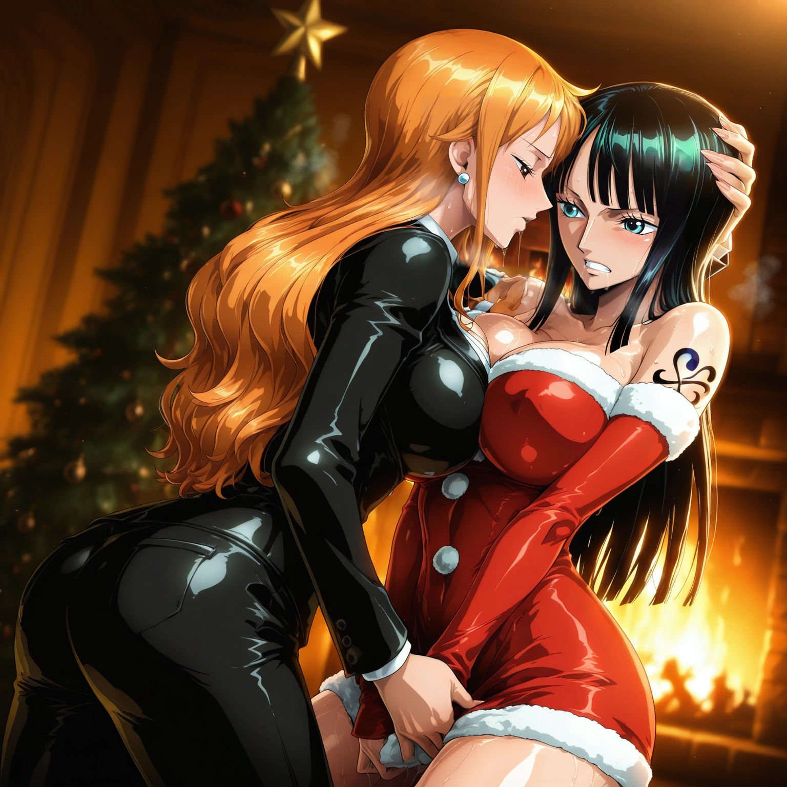 multiple girls, breasts, 2girls, large breasts, tattoo, yuri · Yamete.gg