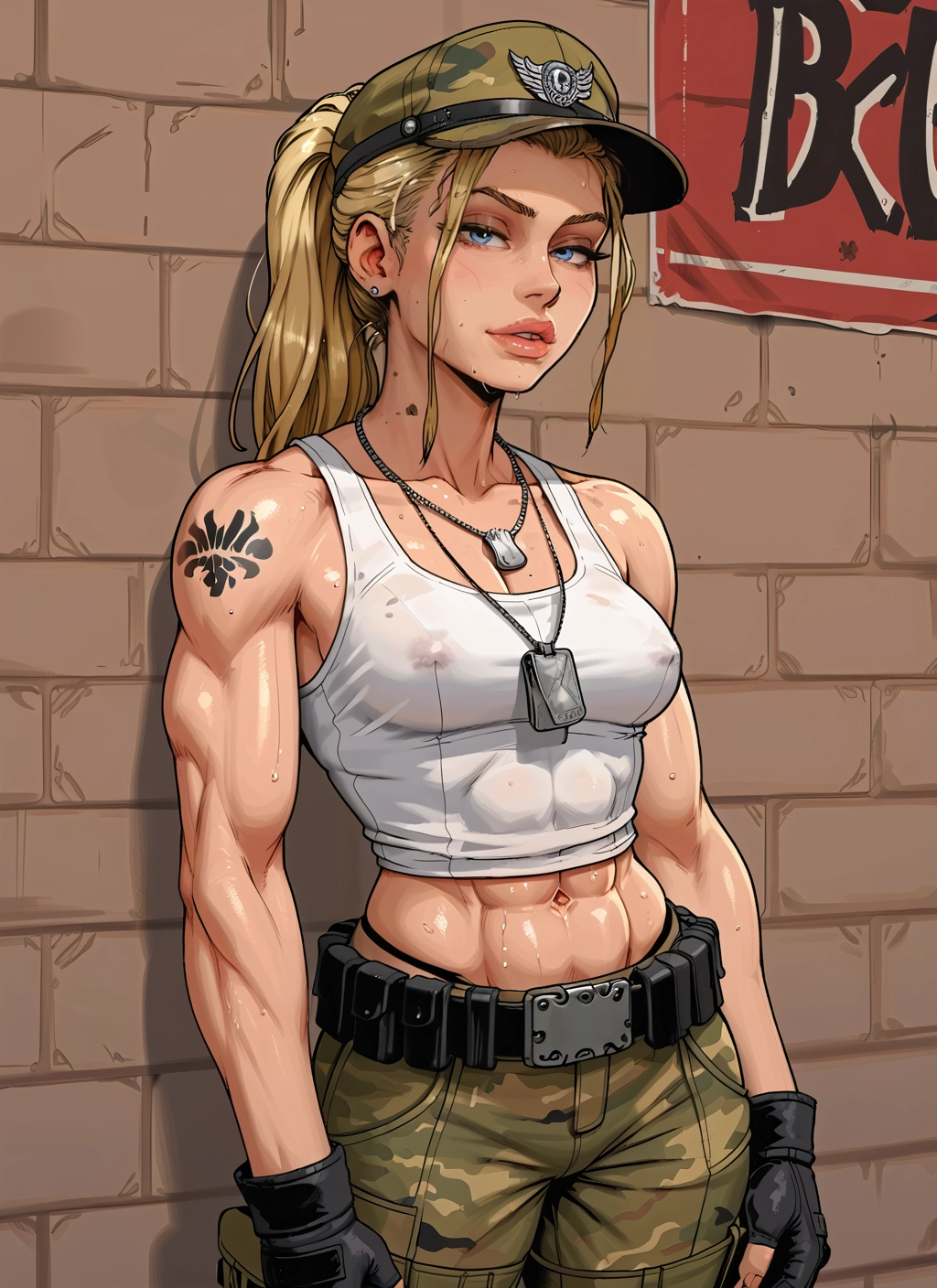 1girl, blonde hair, solo, gloves, breasts, blue eyes · Yamete.gg