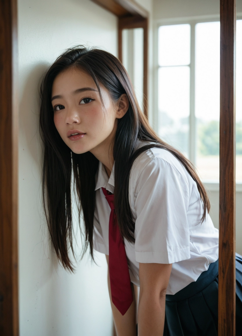 1girl, solo, school uniform, long hair, skirt, necktie · Yamete.gg