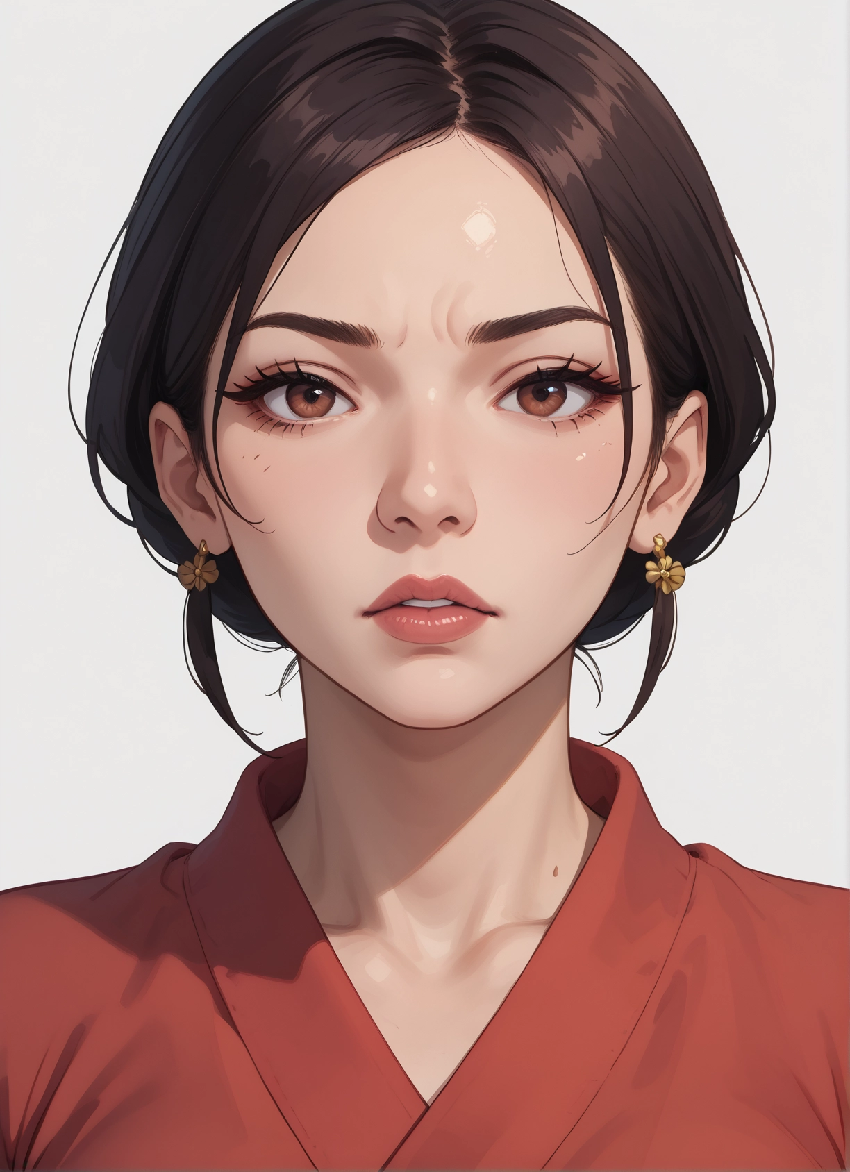 1girl, solo, jewelry, earrings, brown eyes, looking at viewer · Yamete.gg