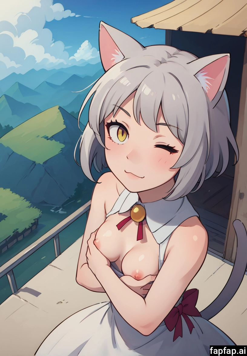 1girl, breasts, animal ears, solo, tail, one eye closed · Yamete.gg