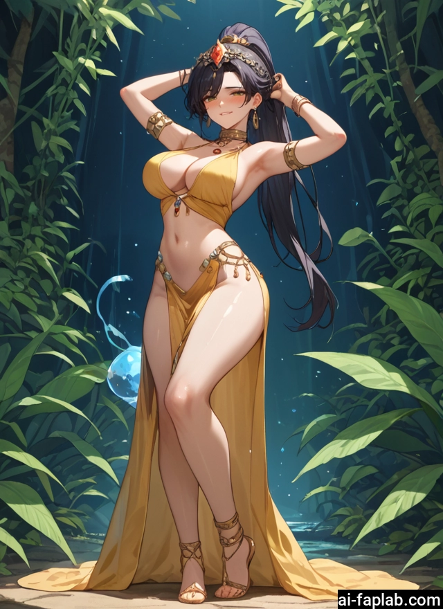1girl, breasts, navel, jewelry, long hair, large breasts · Yamete.gg