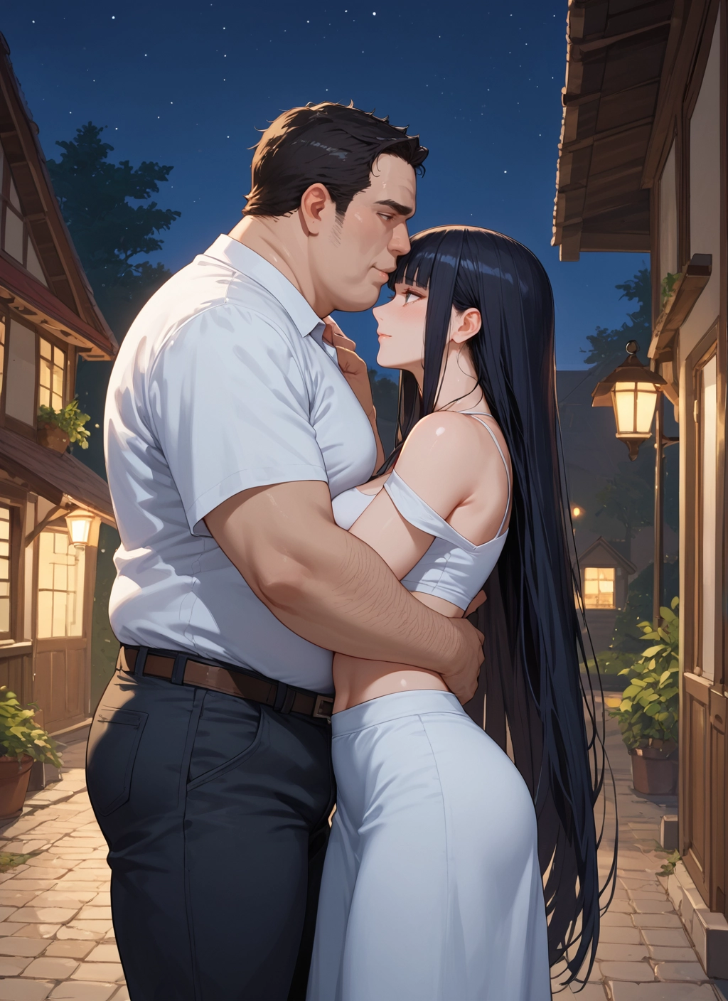 1girl, long hair, 1boy, black hair, hetero, breasts · Yamete.gg