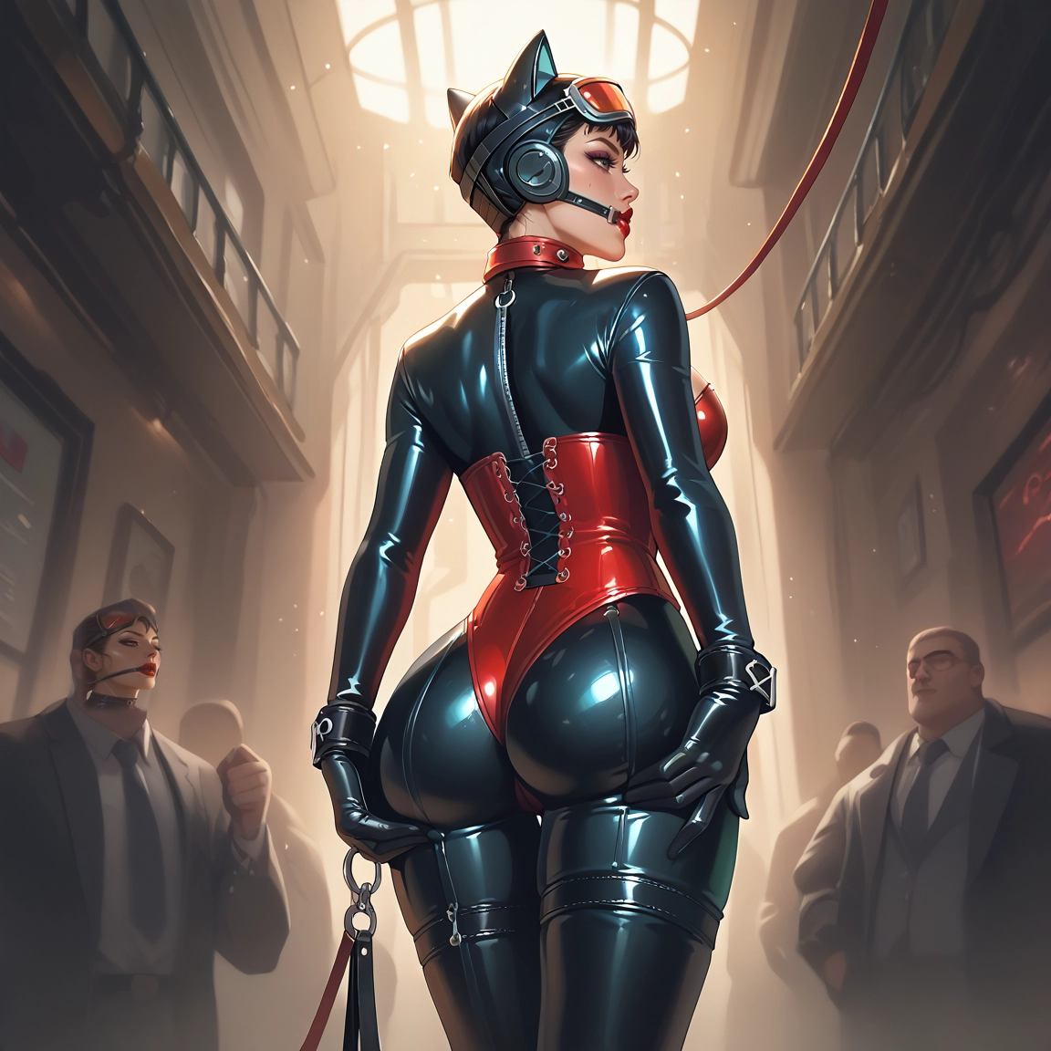 ass, 1girl, gag, collar, ball gag, leash · Yamete.gg
