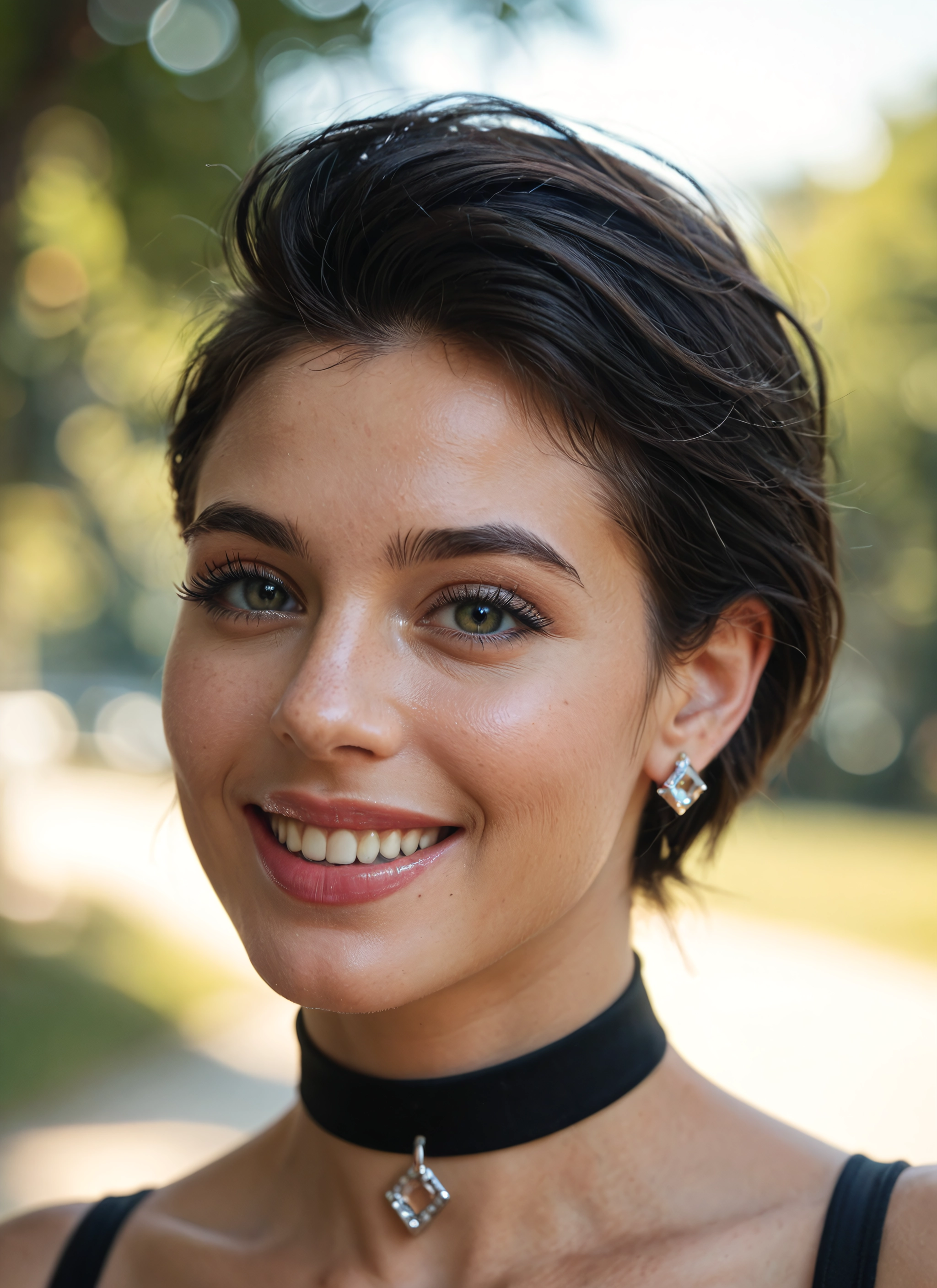 solo, 1girl, choker, jewelry, earrings, smile · Yamete.gg