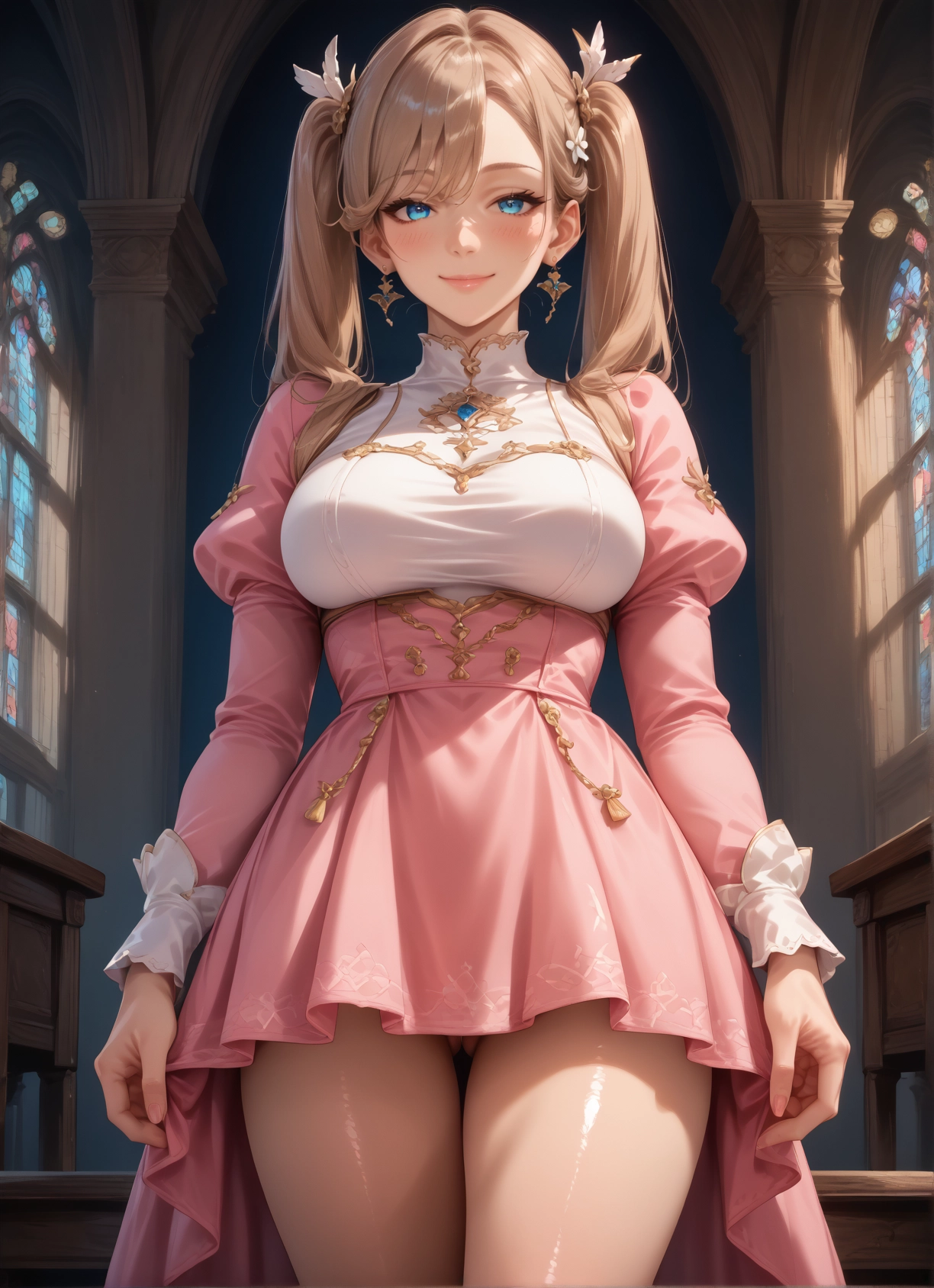 1girl, breasts, twintails, blue eyes, solo, smile · Yamete.gg