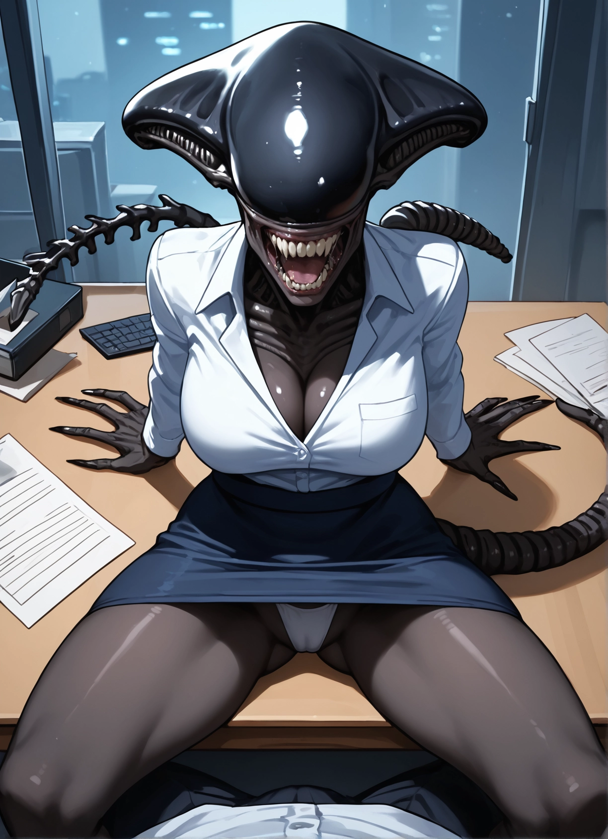 1girl, breasts, underwear, panties, skirt, cleavage · Yamete.gg