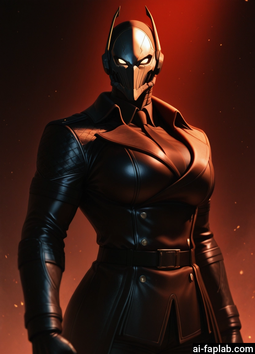 solo, necktie, breasts, 1girl, belt, mask