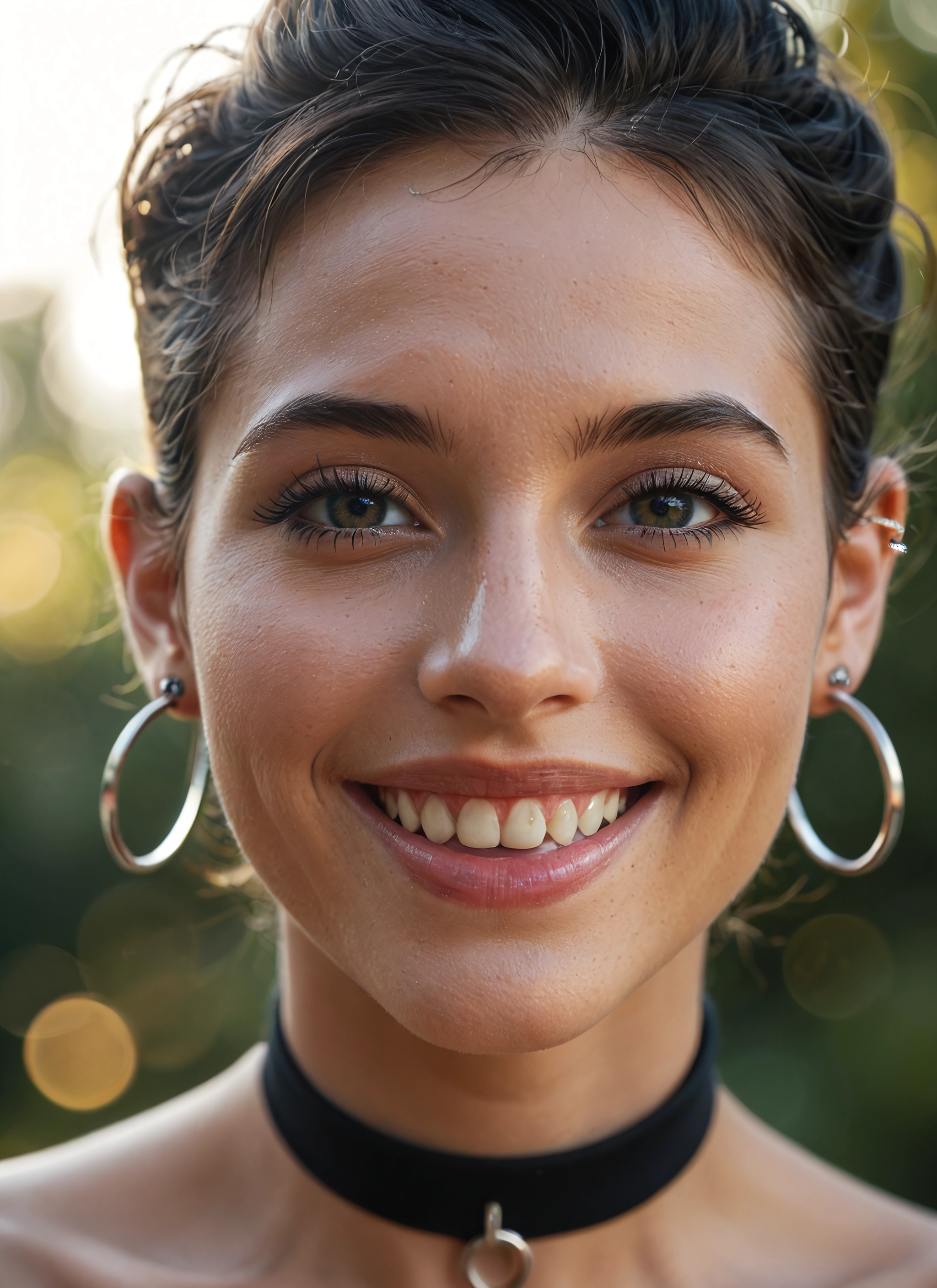 solo, 1girl, jewelry, earrings, smile, choker · Yamete.gg