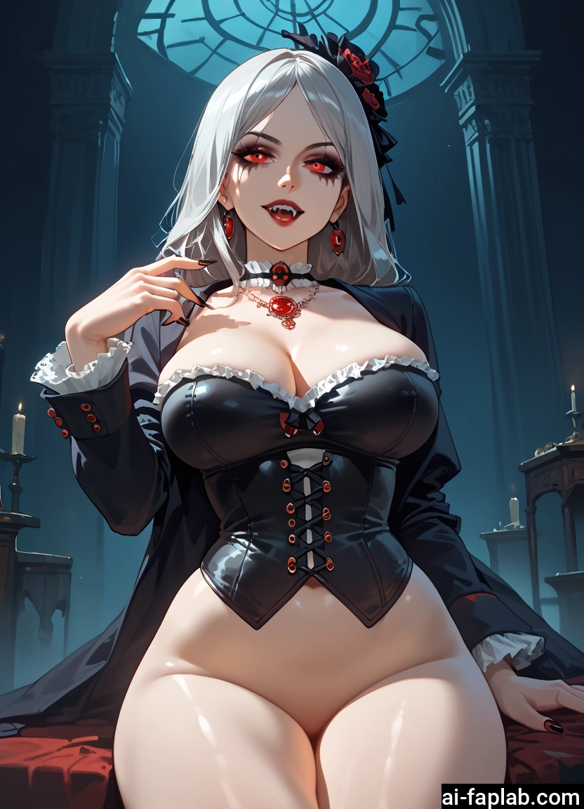 1girl, breasts, jewelry, red eyes, large breasts, hair ornament · Yamete.gg