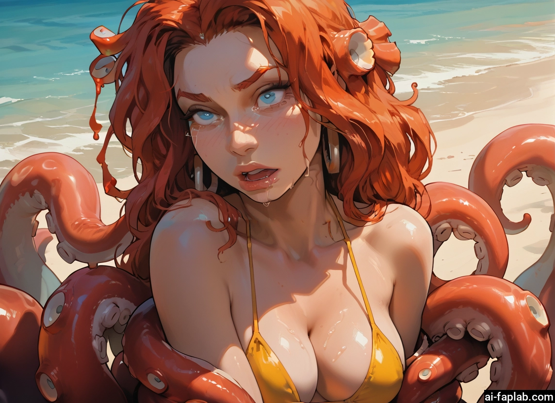 1girl, breasts, swimsuit, tentacles, bikini, blue eyes · Yamete.gg