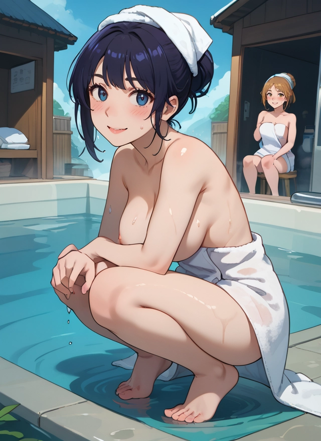 breasts, multiple girls, 2girls, towel, nipples, naked towel · Yamete.gg