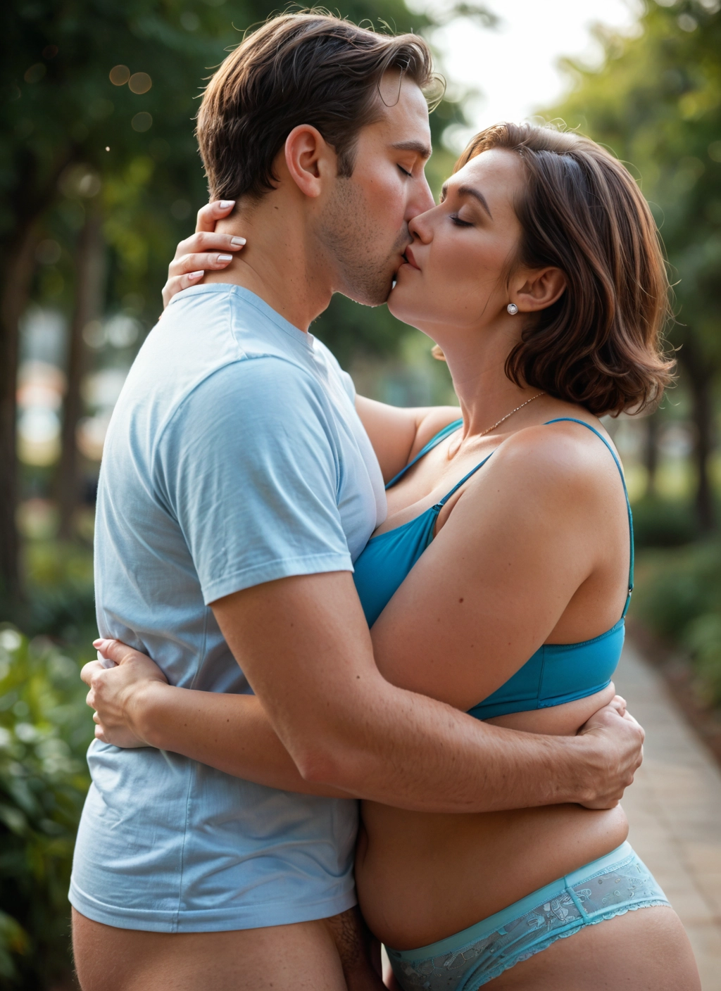 1girl, 1boy, underwear, bra, hetero, kiss · Yamete.gg