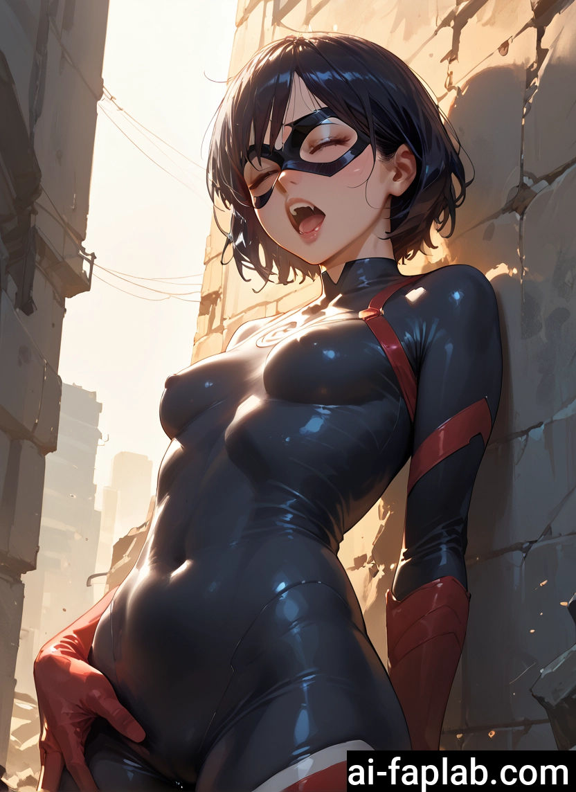 1girl, solo, bodysuit, breasts, short hair, closed eyes · Yamete.gg