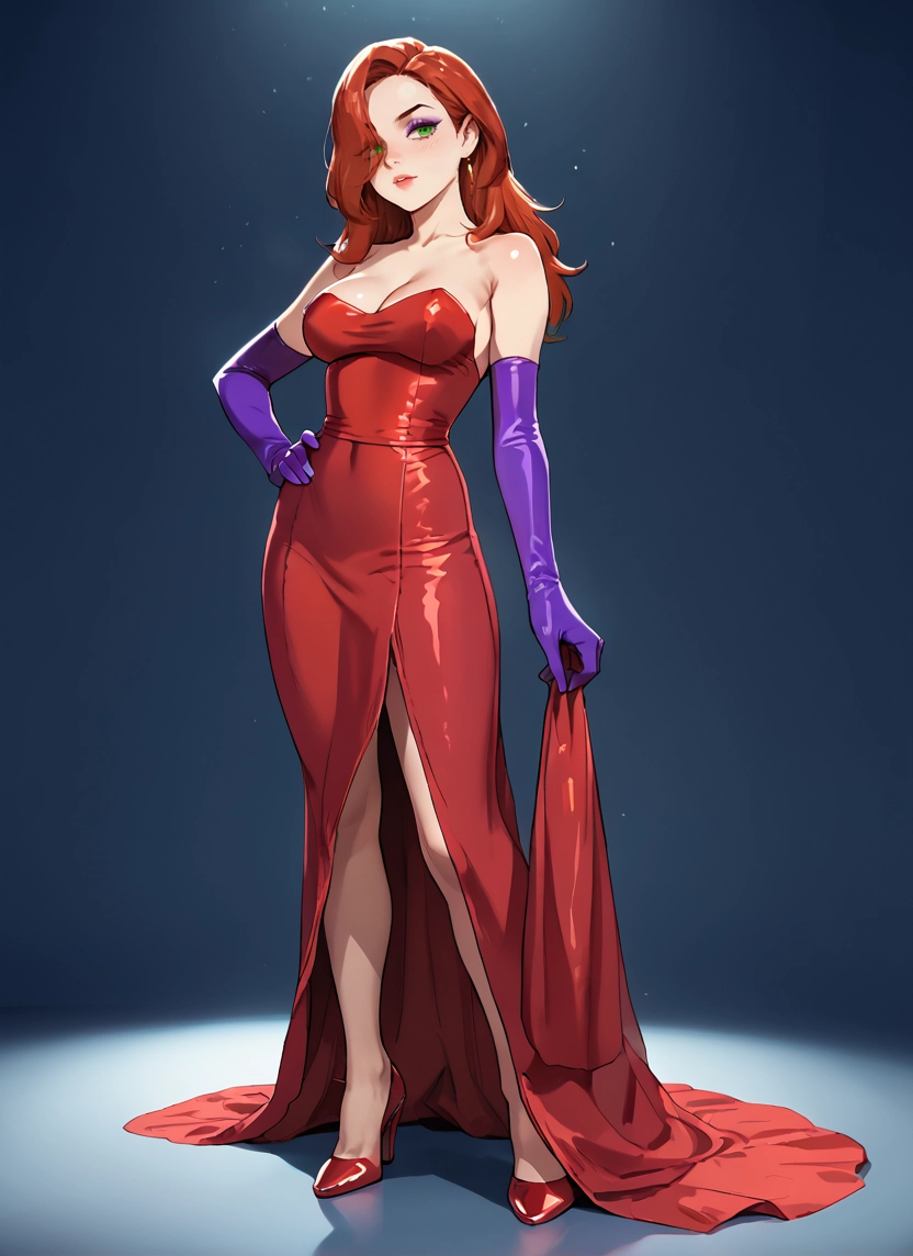 1girl, breasts, dress, gloves, solo, green eyes · Yamete.gg