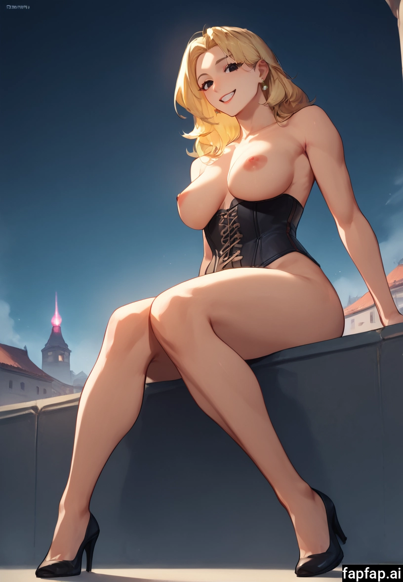 1girl, breasts, nipples, blonde hair, smile, high heels · Yamete.gg