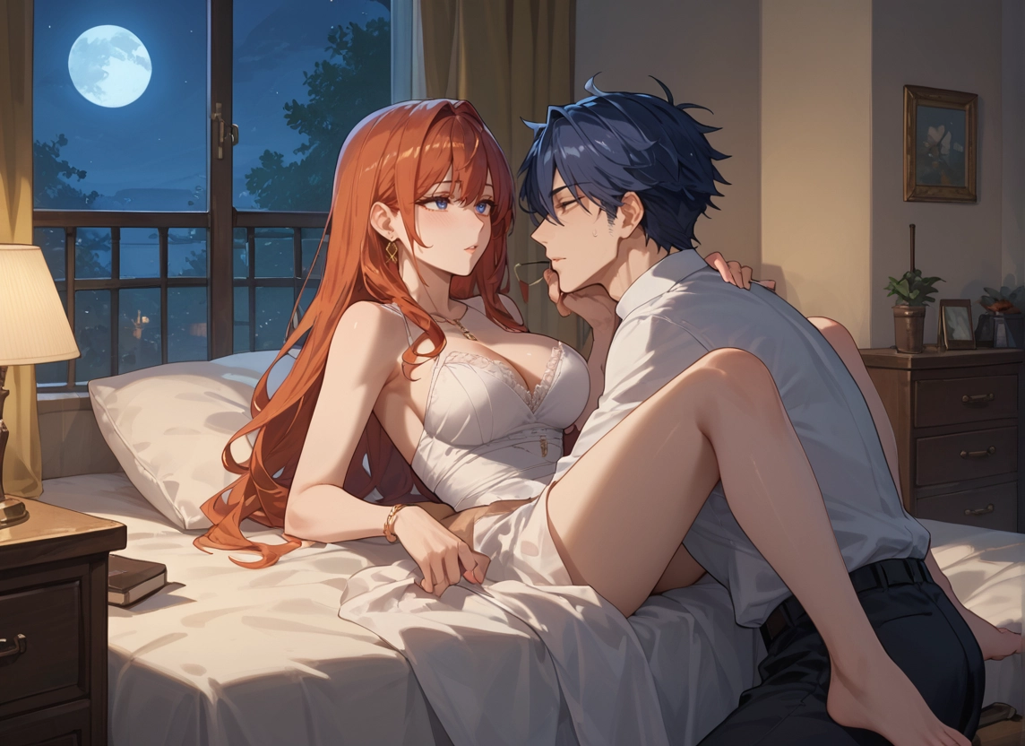 1girl, 1boy, breasts, blue eyes, jewelry, long hair · Yamete.gg