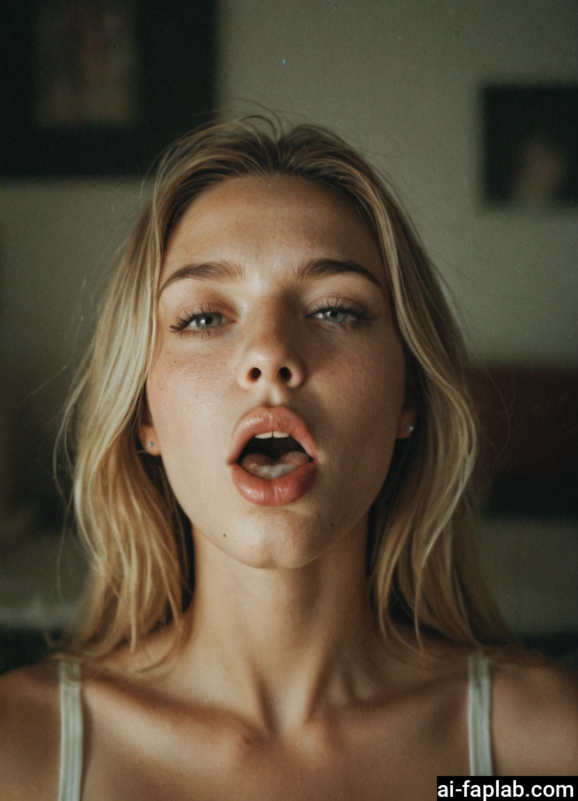 1girl, solo, photo (medium), open mouth, blonde hair, looking at viewer