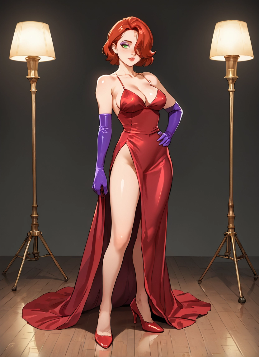 1girl, breasts, dress, gloves, solo, green eyes · Yamete.gg