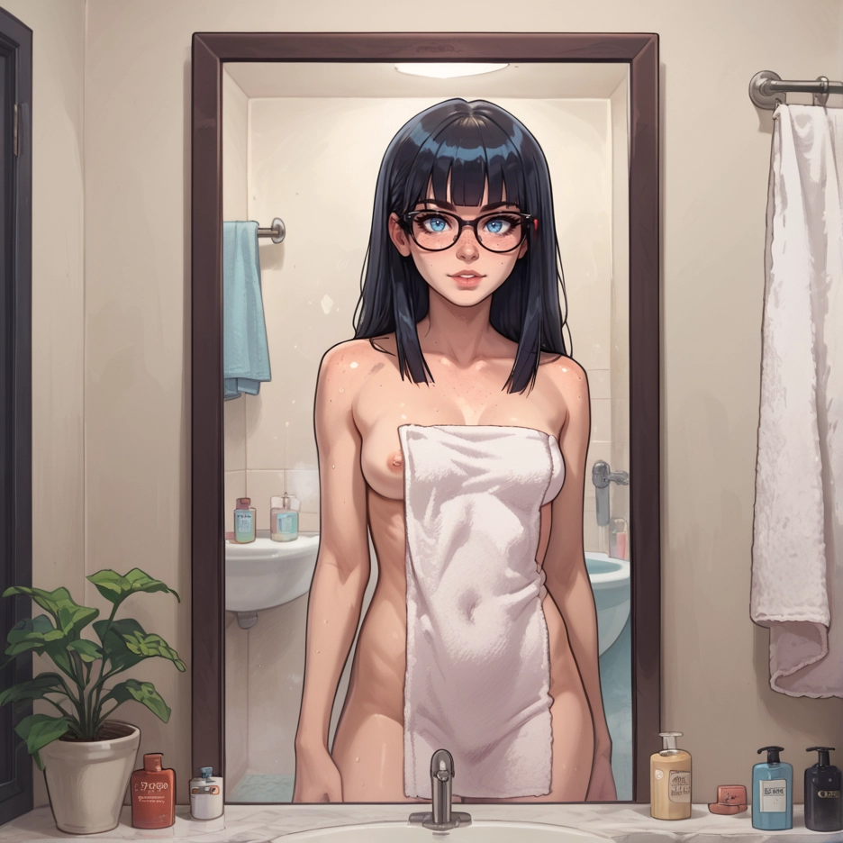 1girl, breasts, nipples, solo, glasses, nude · Yamete.gg
