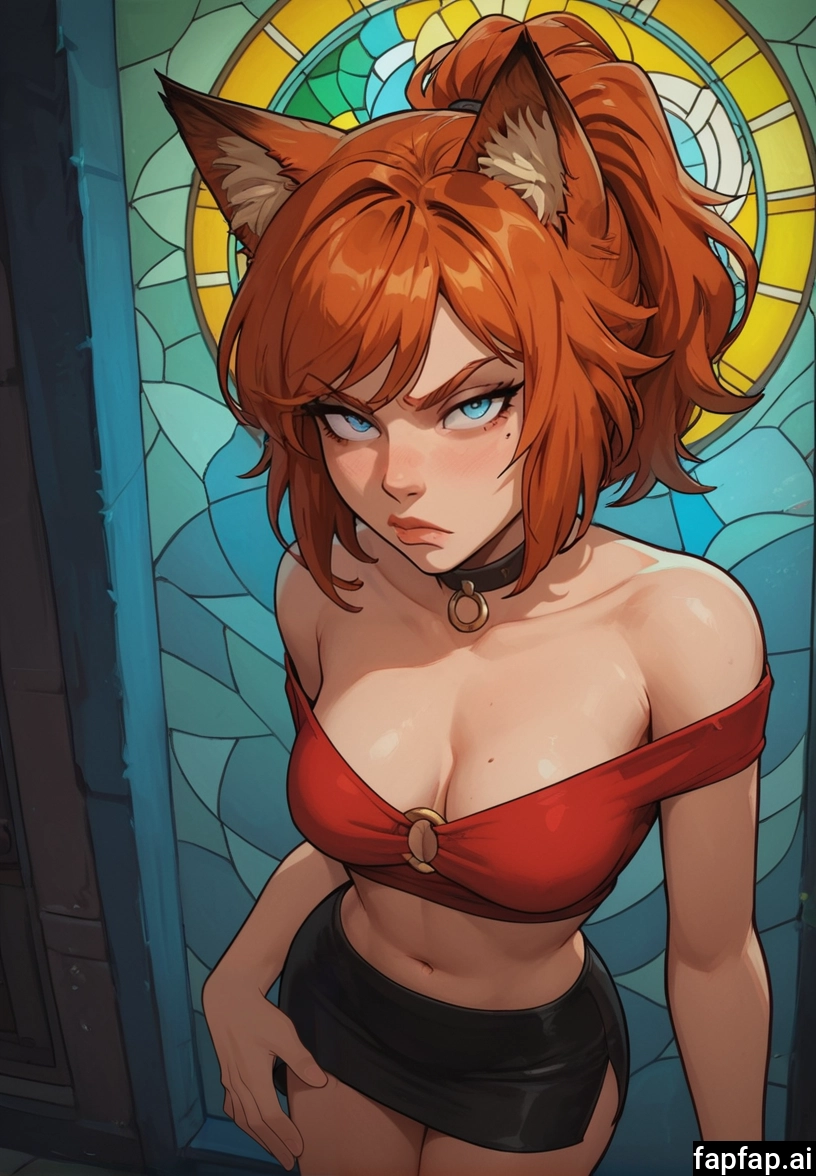 1girl, breasts, animal ears, skirt, solo, mole