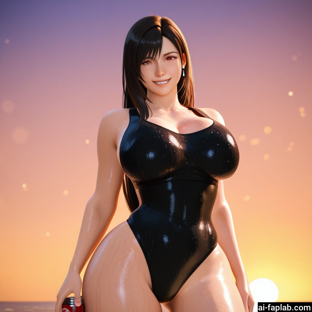 1girl, breasts, swimsuit, one-piece swimsuit, smile, long hair